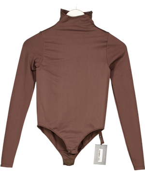 SKIMS Chocolate Brown High Neck Seamless Bodysuit UK S/M