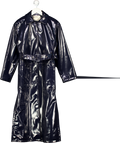 TED BAKER Navy Blue Tinnah Single-breasted Vinyl Trench Coat Sz0 UK 6
