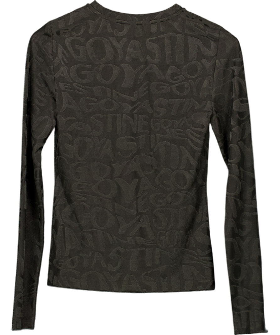 Stine Goya Black Elastic Long Sleeve Top - Liquified Logo UK XS