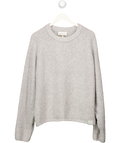 THE COUTURE CLUB Grey Boucle Knit Jumper With Logo Patch UK M