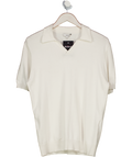Arne White Cotton Knit Open Collared Polo UK M