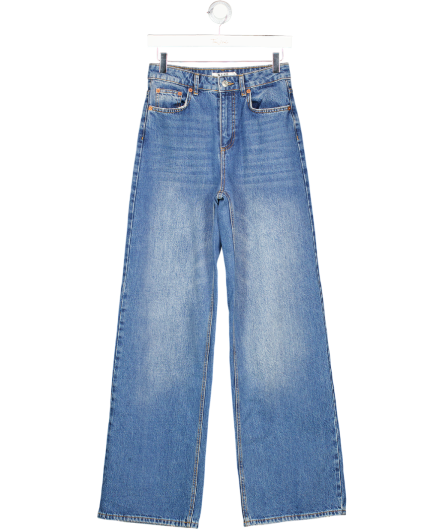 NA-KD Blue Wide High Waist Jeans UK 6