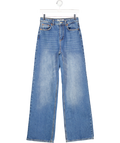 NA-KD Blue Wide High Waist Jeans UK 6