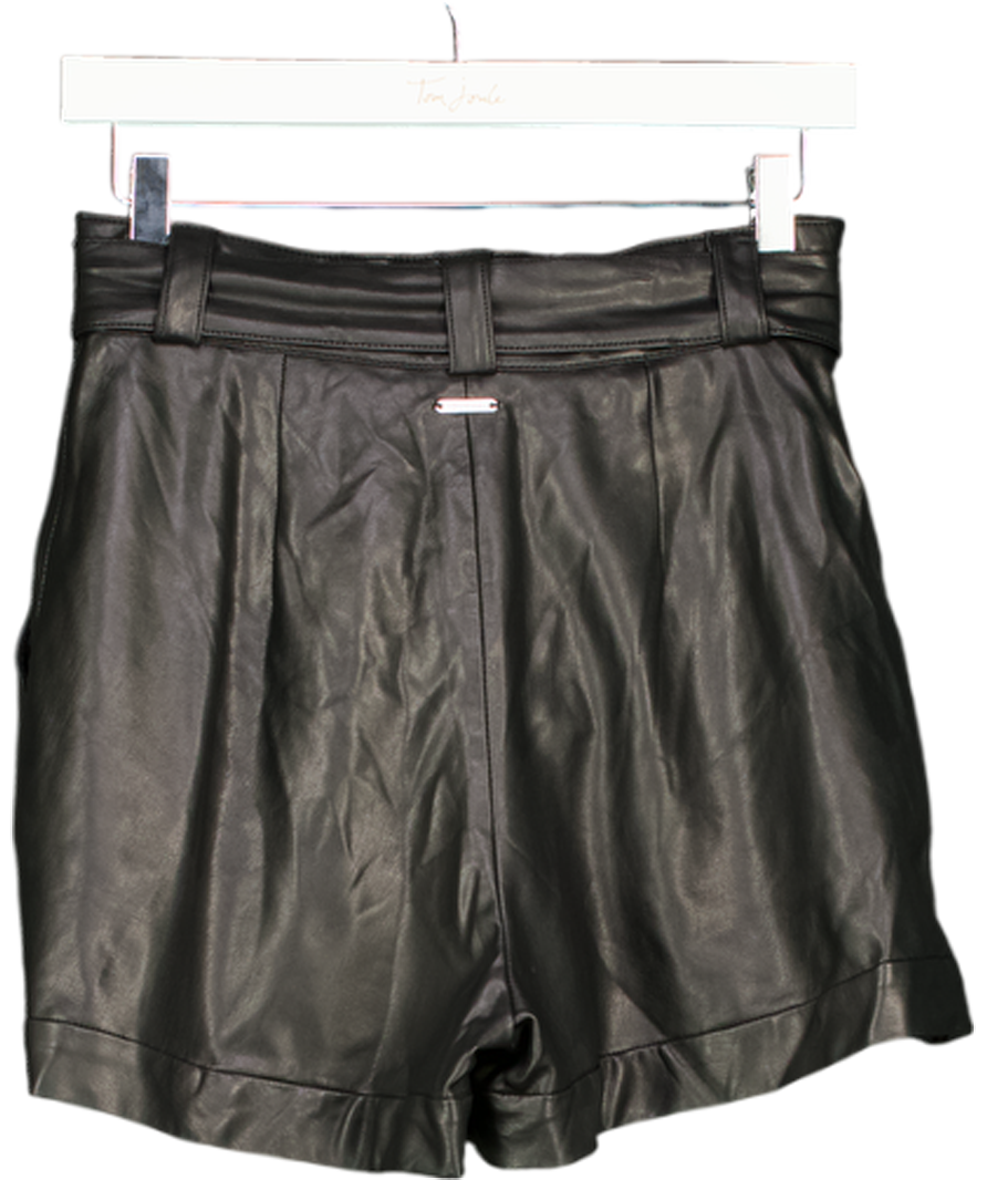 GUESS Black Faux Leather Belted Shorts W27