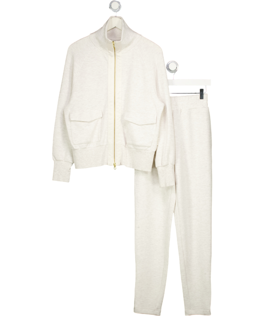 VARLEY 2-piece Cream Marl Roxbury Doublesoft Sweat Top (uk S) & Zip Hem Joggers 29.5 (uk Xs) UK XS/S
