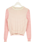 CHINTI & PARKER Pink / Ivory 100% Cotton Breton Striped Jumper UK S