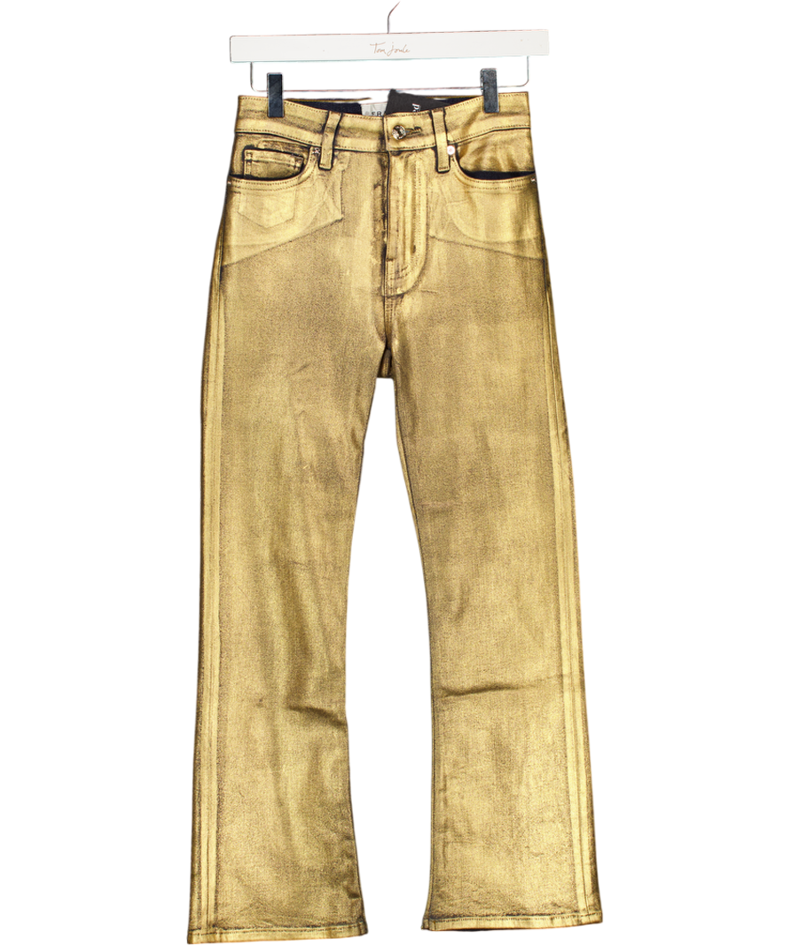 FRAME Le High Straight Metallic Cropped High-rise Straight-leg Jeans W25