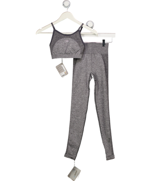 GYMSHARK Grey Marl Flex Strappy Sports Bra And Leggings Set UK XS