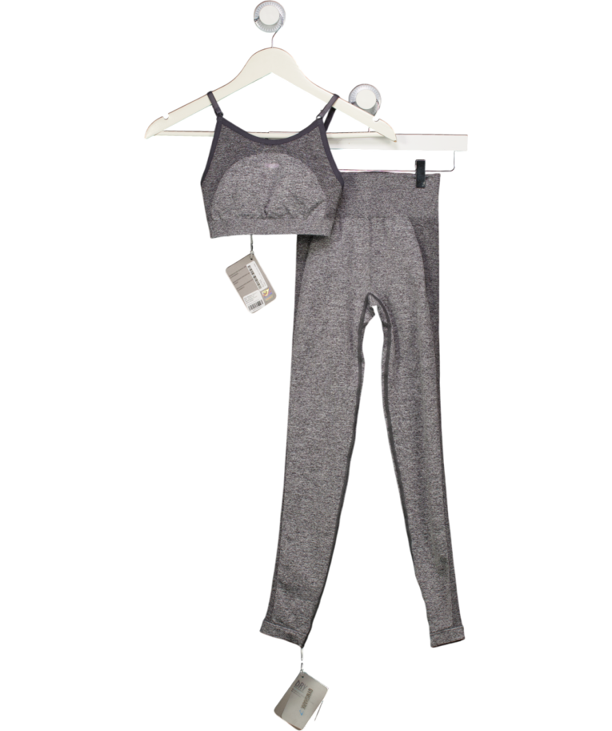 GYMSHARK Grey Marl Flex Strappy Sports Bra And Leggings Set UK XS
