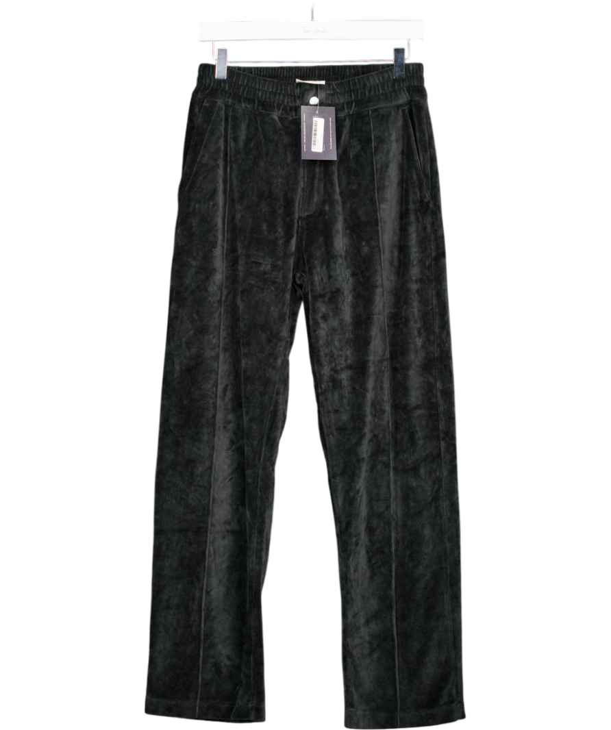 OAS Black Velour Casual Straight Leg Pant UK S