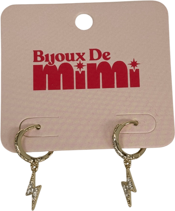 B1joux de mimi Metallic Talitha Crystal Lightning Bolt Huggie Earrings - Reliked