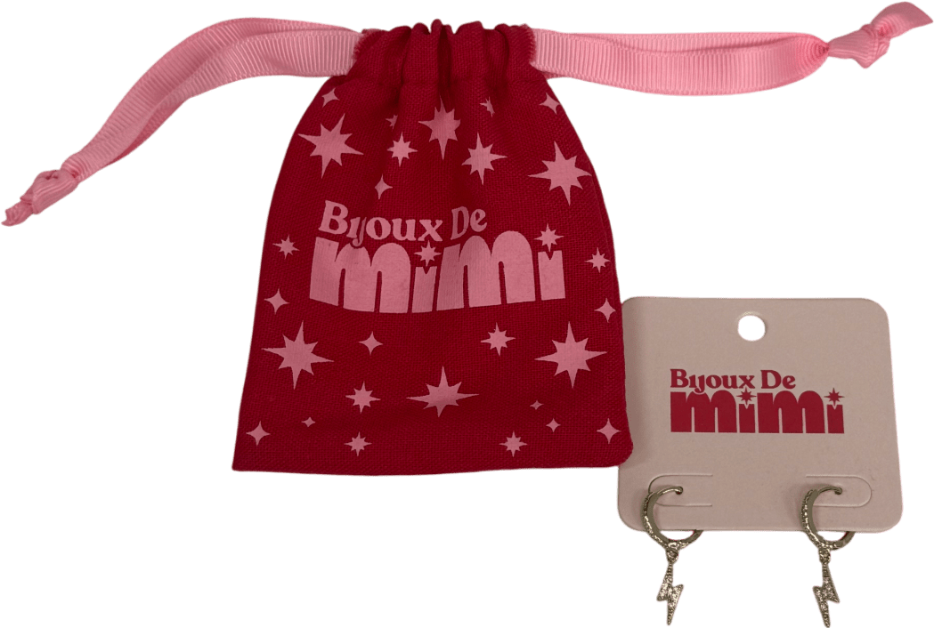 B1joux de mimi Metallic Talitha Crystal Lightning Bolt Huggie Earrings - Reliked