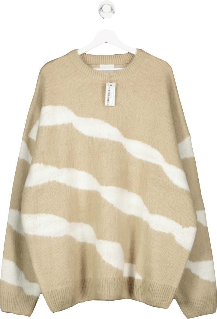 River Island Beige Big & Tall Stone Oversized Fit Striped Jumper BNWT UK 4XL