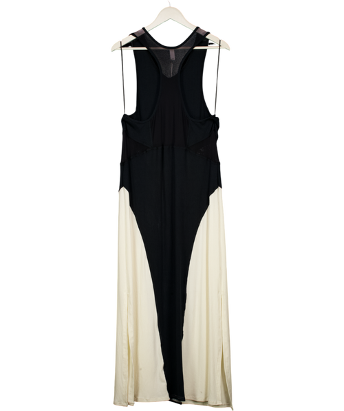 ANTHROPOLOGIE DAILY PRACTICE Black & Ivory Racer Back Ribbed Maxi Dress UK XL