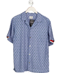 Christian Louboutin Blue Ché Valbonne Evil Eye Print Relaxed Woven Shirt UK M