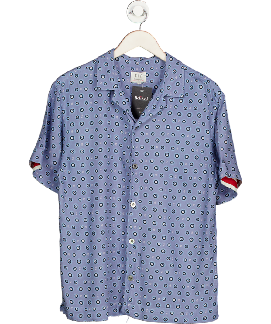 Christian Louboutin Blue Ché Valbonne Evil Eye Print Relaxed Woven Shirt UK M