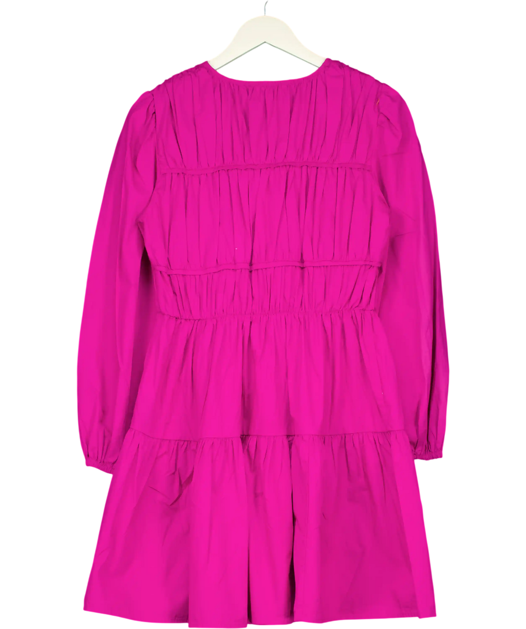 M&S Collection Pure Cotton V-neck Mini Waisted Dress Pink UK 10