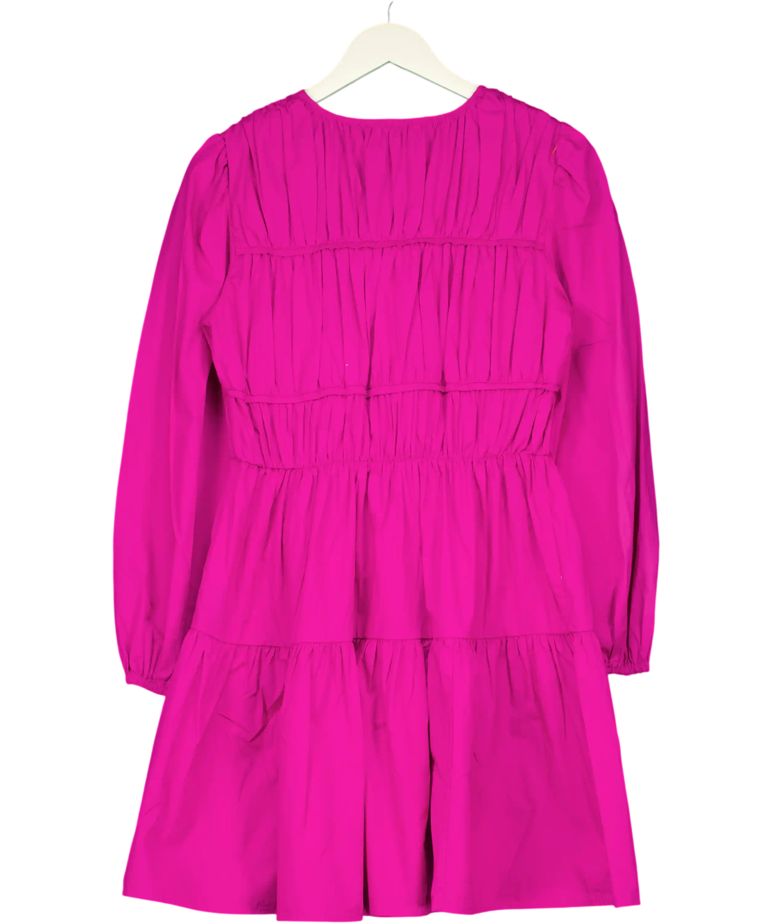 M&S Collection Pure Cotton V-neck Mini Waisted Dress Pink UK 10