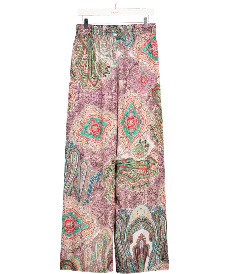 ZARA Multicoloured Paisley Satin Wide Leg Trousers UK M