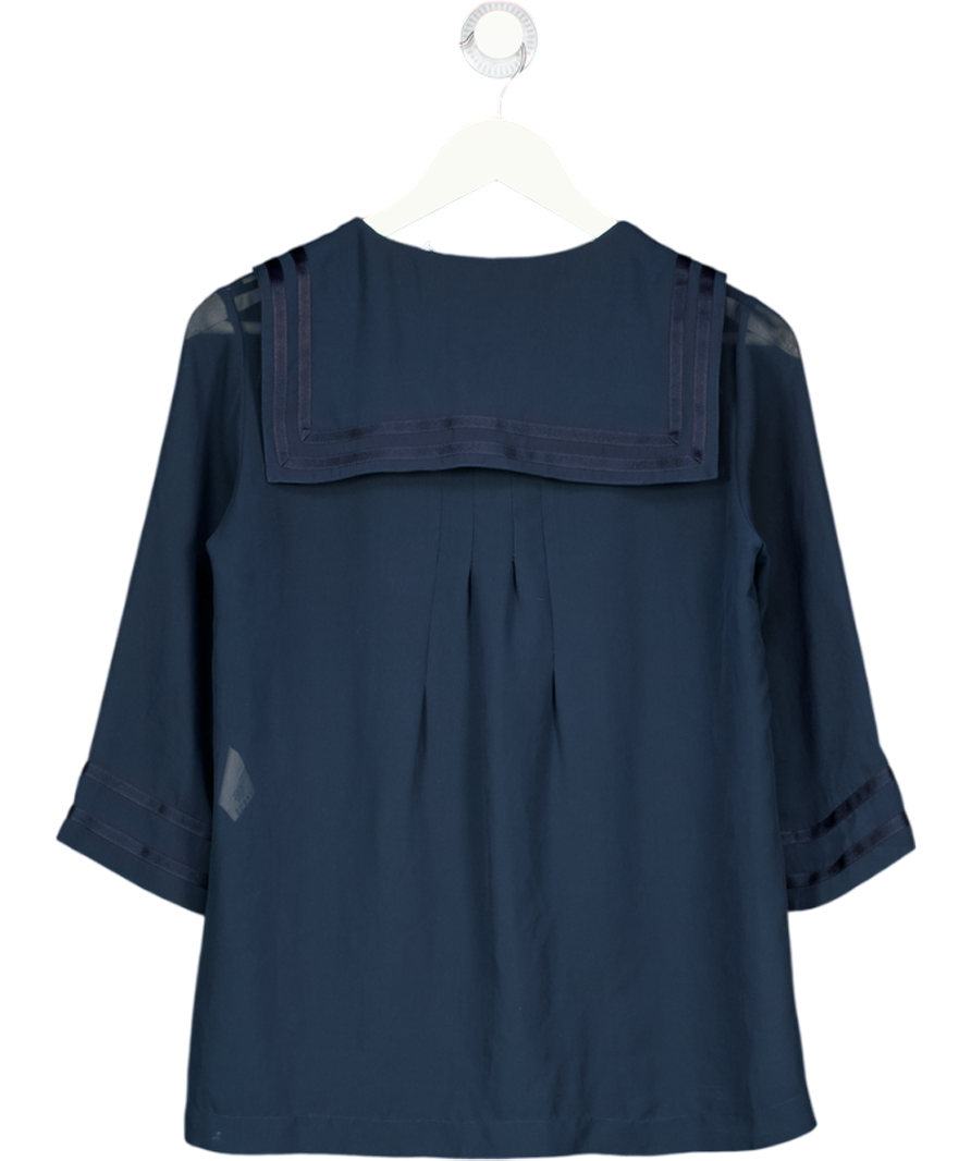 See by Chloé Navy Blue Chiffon Sailor Top UK 10