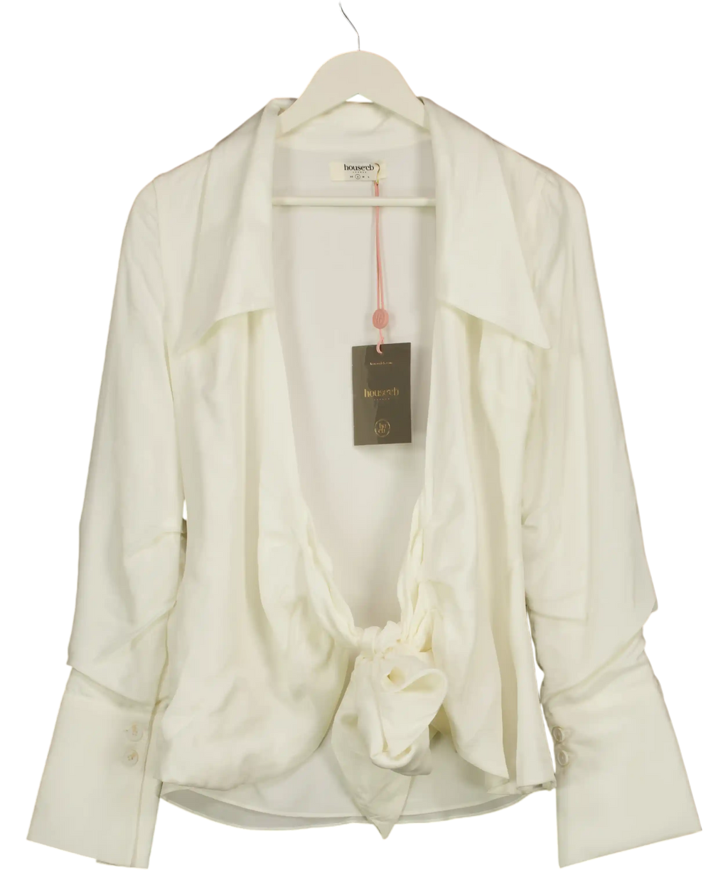 House of CB Hope White Draped Tie Front Shirt UK S
