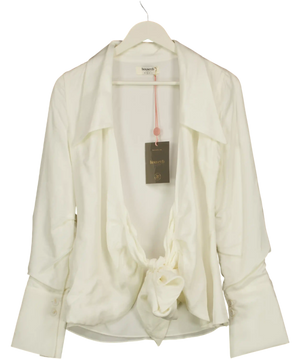 House of CB Hope White Draped Tie Front Shirt UK S