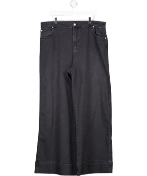 Mint Velvet Washed Black Super Soft Wide Leg Jeans UK 18