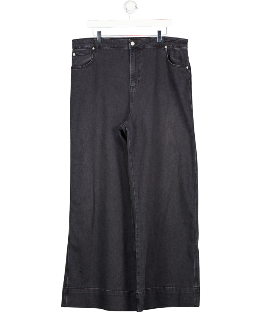 Mint Velvet Washed Black Super Soft Wide Leg Jeans UK 18