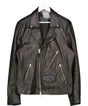 ALLSAINTS Black Leather Biker Jacket UK L