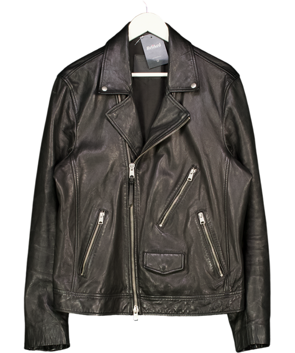 ALLSAINTS Black Leather Biker Jacket UK L