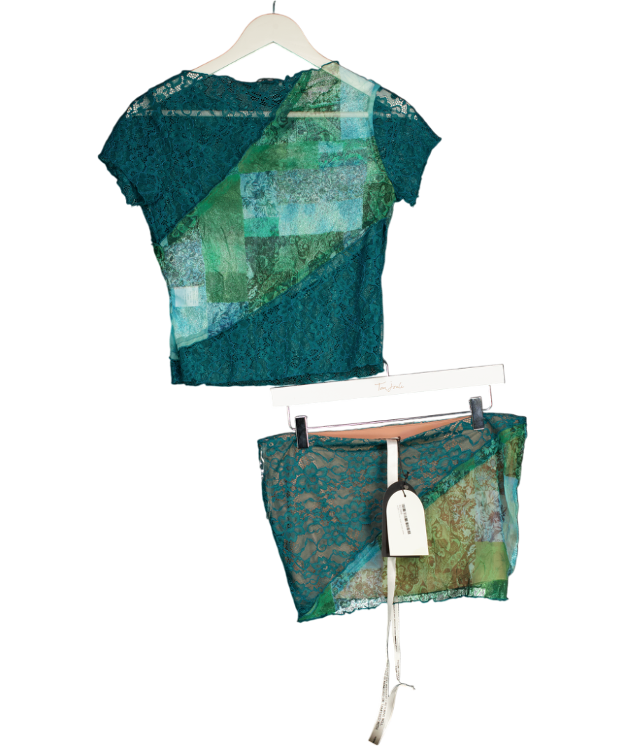 Mistress Rocks Blue Ocean Teal Panelled Top And Skirt UK M