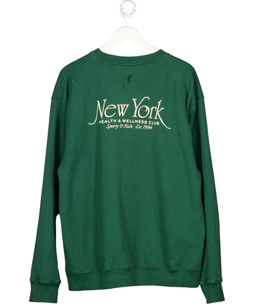 Sporty & Rich New York Green Logo Sweatshirt UK L
