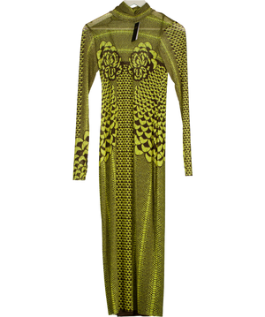 AFRM Yellow Billie Maxi Snakeskin Dress UK S