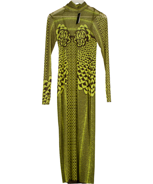 AFRM Yellow Billie Maxi Snakeskin Dress UK S