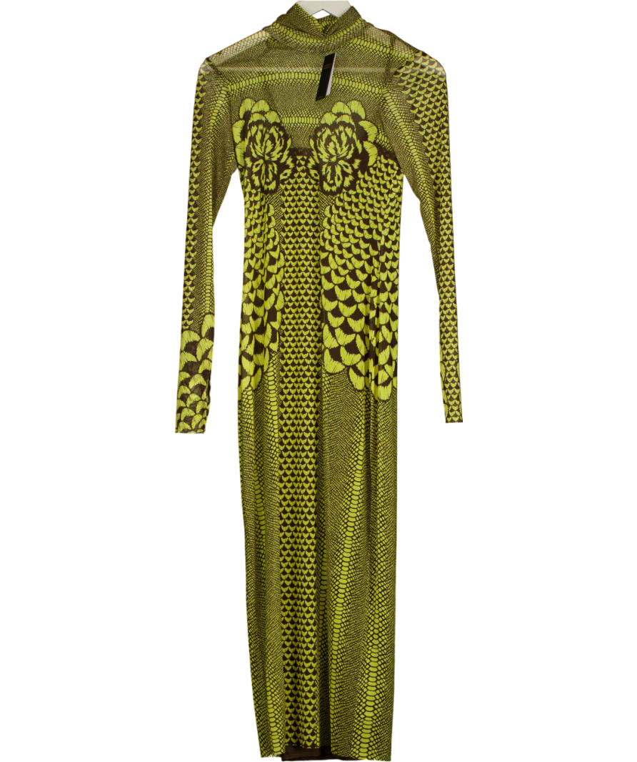 AFRM Yellow Billie Maxi Snakeskin Dress UK S