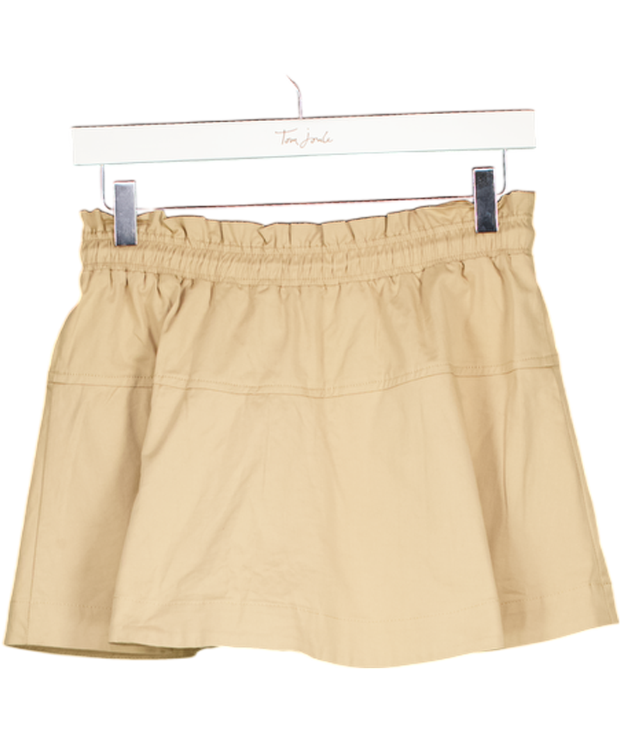 TOPSHOP Elasticated Waist Mini Skort In Beige UK 8