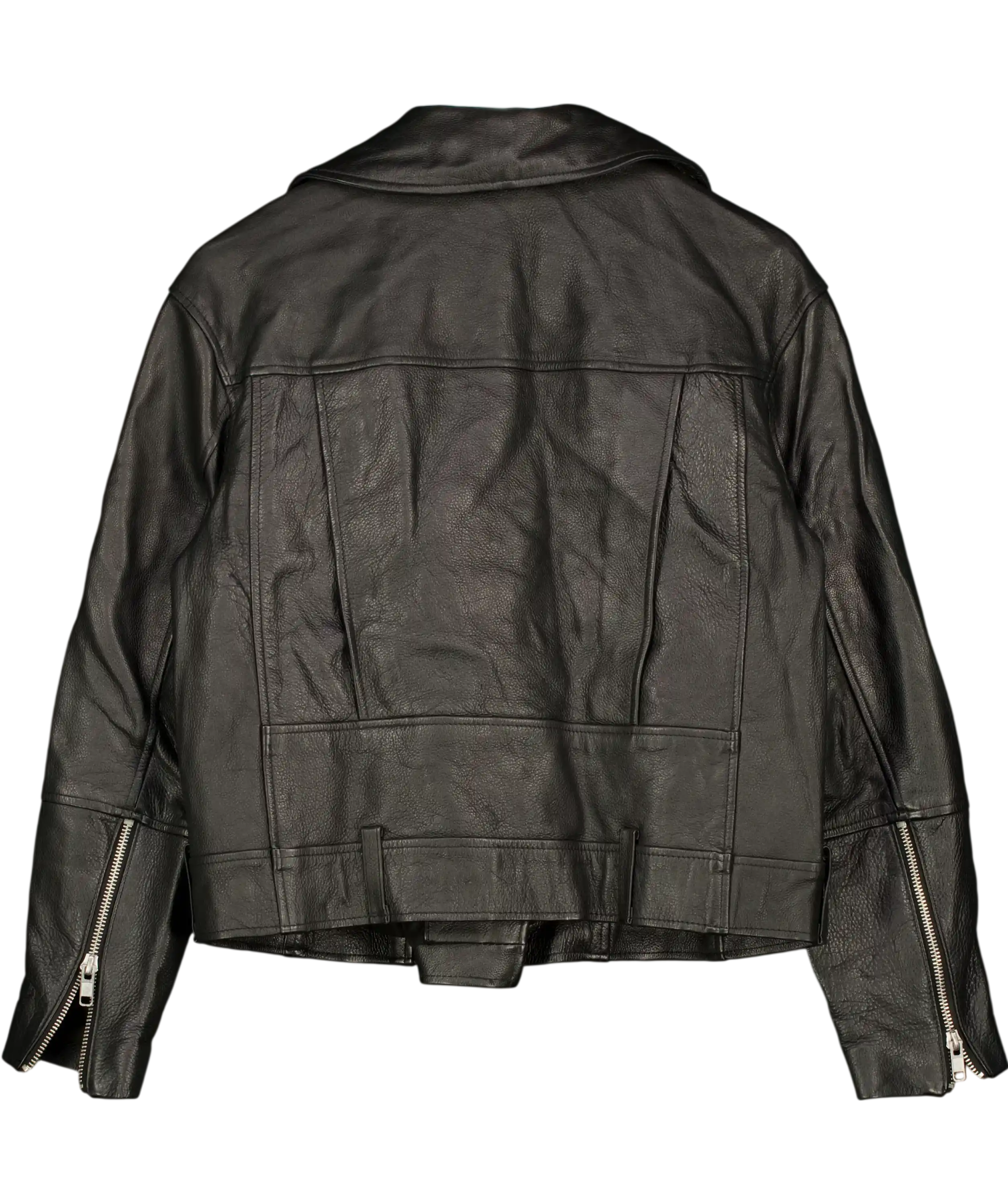 H&M Black Real Leather Biker Jacket UK S