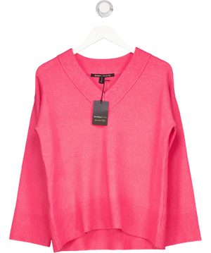 River Island Pink Knitted V-neck Jumper UK S