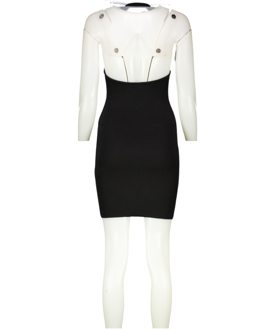 CELINE Black /gold Triomphe Logo Open-back Mini Dress In Underpinning Silk And Cotton UK M