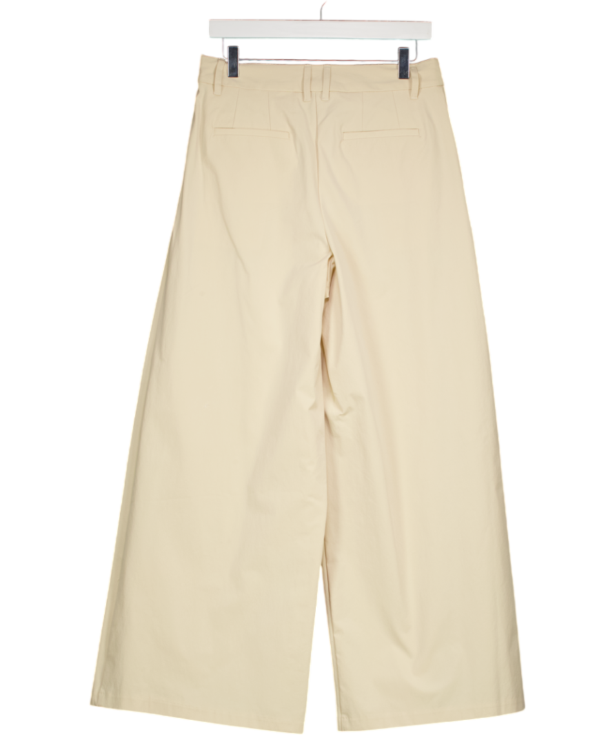 M&S Cream Autograph  Cotton Blend Wide Leg Trousers UK 10