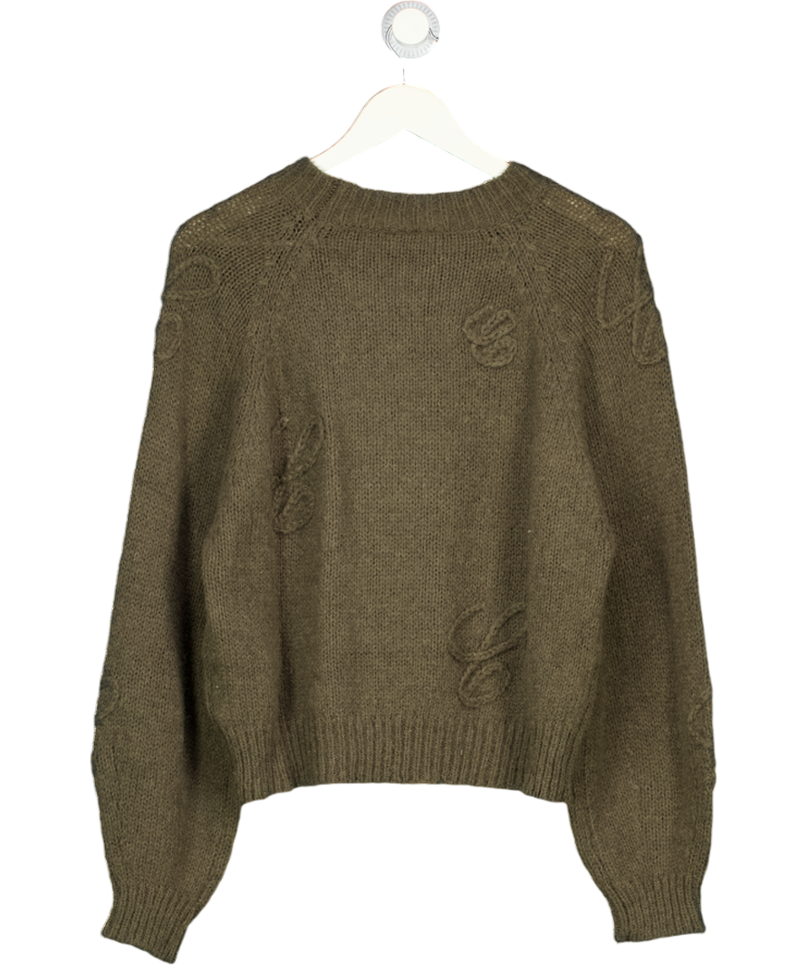THE COUTURE CLUB Cocoa Brown Script Applique Oversized Jumper UK M