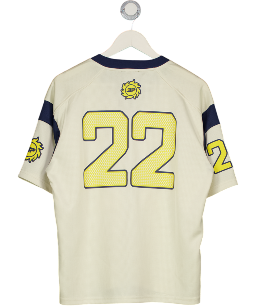 BROKEN PLANET Cream / Yellow 22 Football Jersey T-shirt UK S