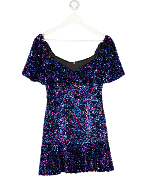 ZARA Blue Sequin Puff Sleeve Fit & Flare Mini Dress UK S – Reliked