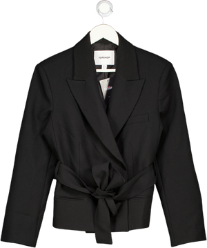 TOPSHOP Cropped Belted Boxy Blazer In Black UK 6
