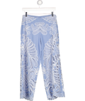 KAREN MILLEN Blue Broderie Cropped Trousers UK 8