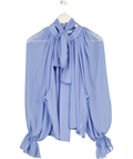 LEEM Cornflower Blue Tie Neck Blouse UK M