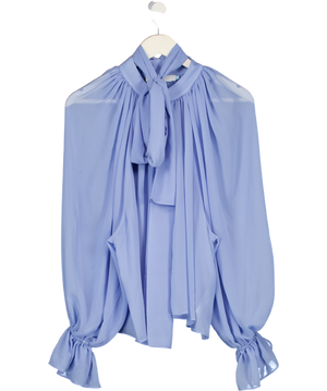 LEEM Cornflower Blue Tie Neck Blouse UK M