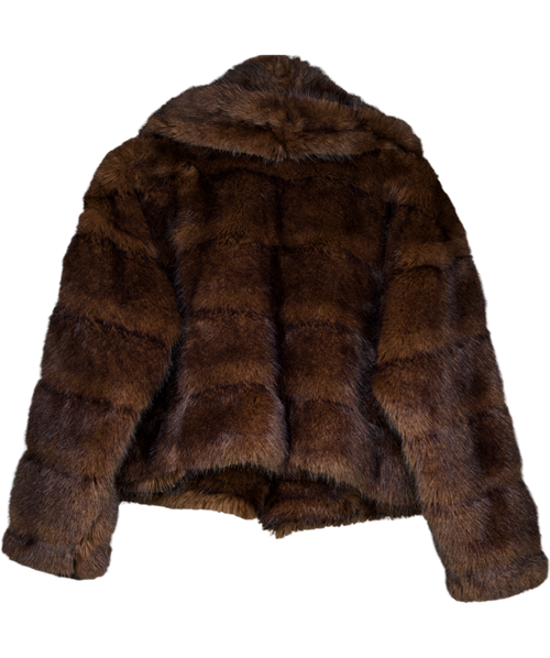 ASOS Cropped Faux Fur Jacket In Brown UK S