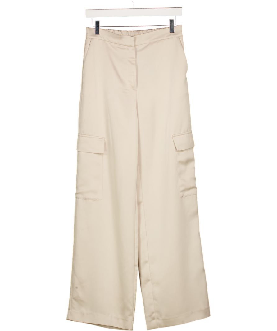 ZARA Beige Satin Cargo Trousers UK M