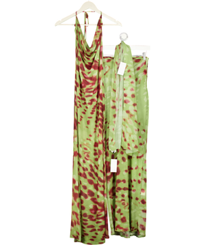 Lola Rae Green Marina Maxi Skirt With Sheer Bandana UK S